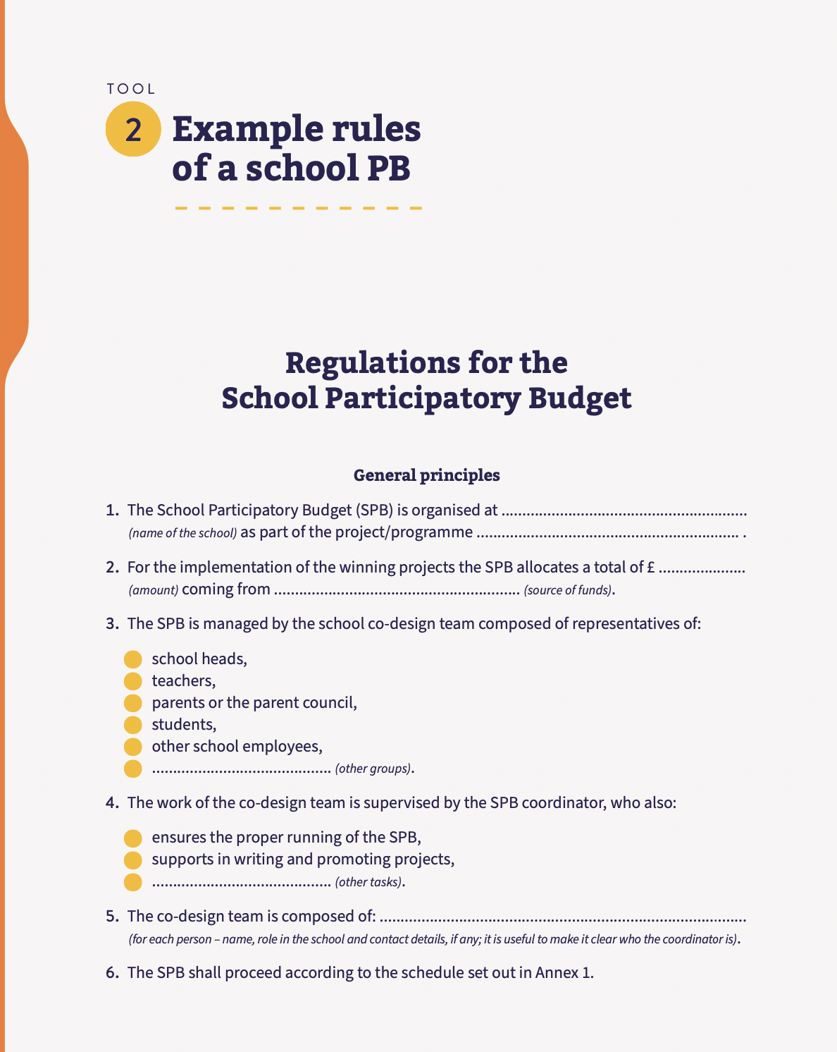 Tool 2: Example rules of a school PB