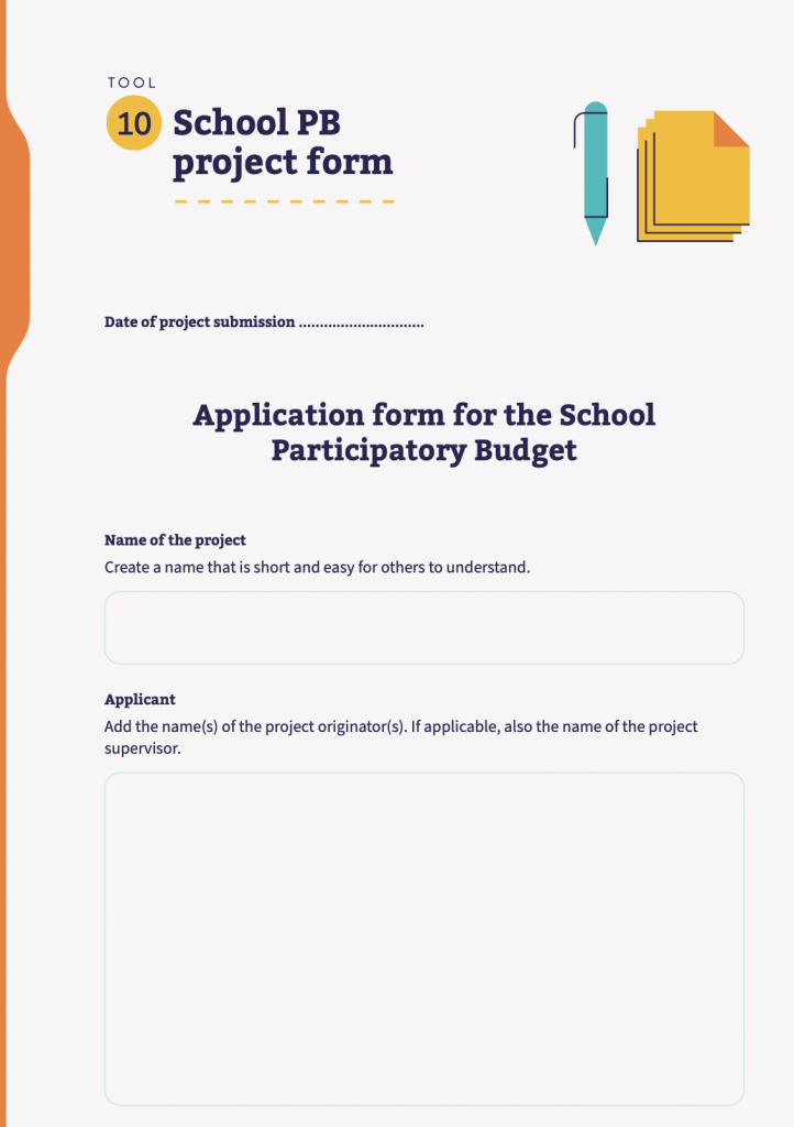 Tool 10: School PB project form