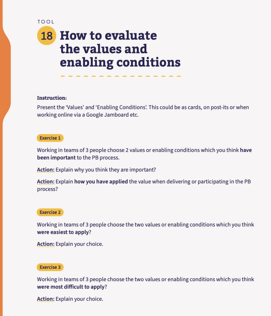 Tool 18: How to evaluate the values and enabling conditions